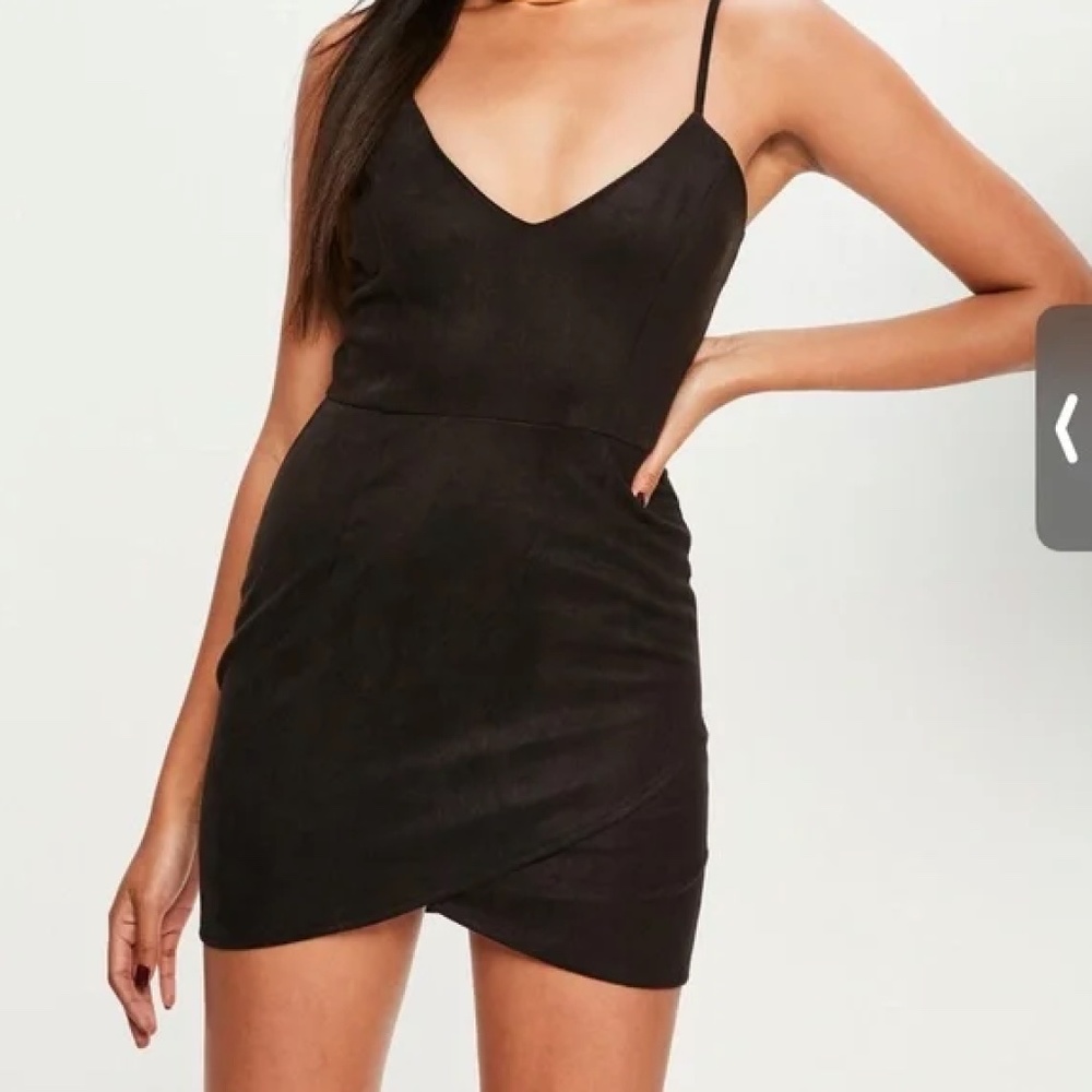 EUC Petite Black Faux Suede Mini Dress